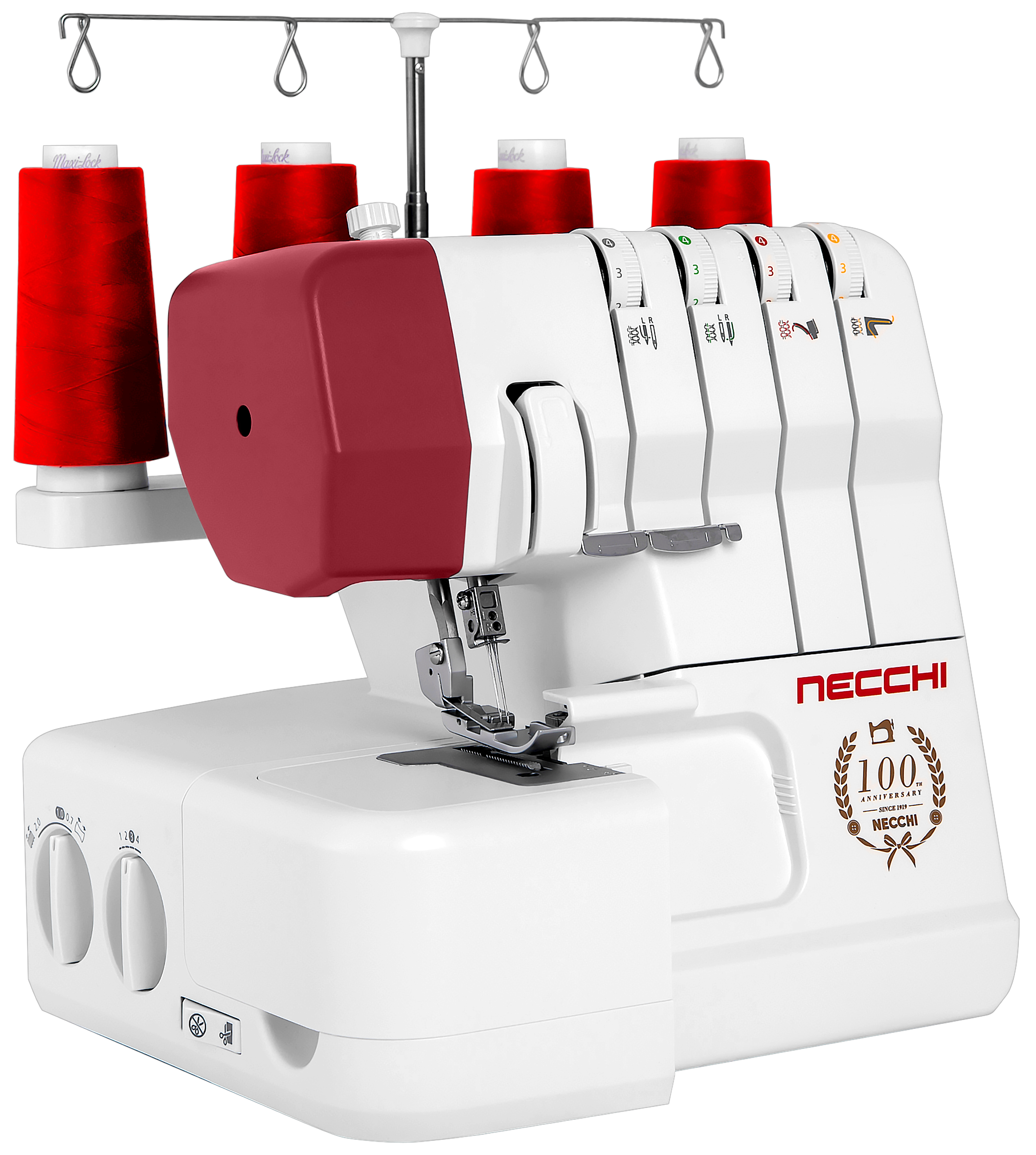 Оверлок Necchi 5248D белый, красный оверлок necchi 5600d белый