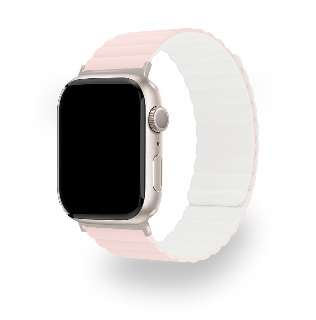 Ремешок uBear Mode для Apple Watch (38, 40, 41 мм), силиконовый, цвет розовый/бежевый