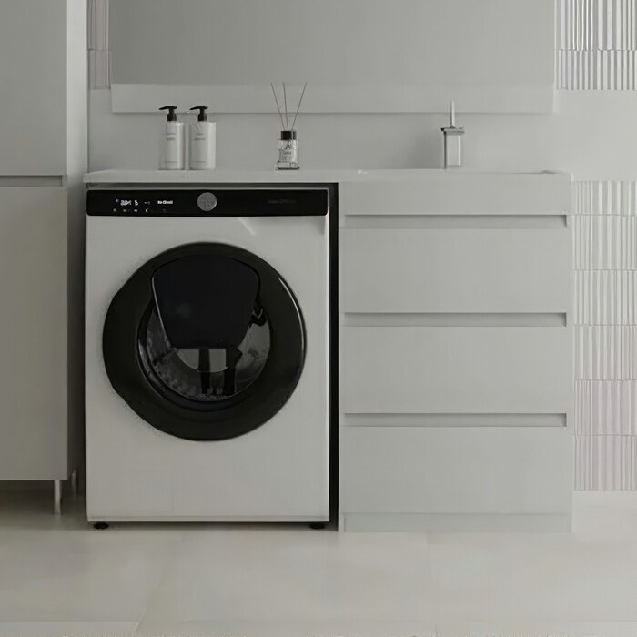 

Тумба с раковиной Style Line Даллас Люкс 120 правая, три ящика, под стиральную машину, Белый, Даллас Люкс 120 правая, три ящика, под стиральную машину