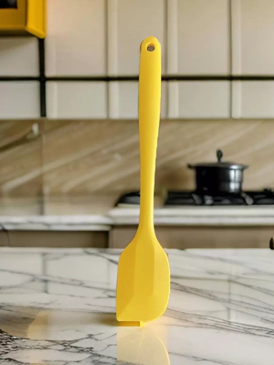 

Лопатка For kitchen кухонная силиконовая цельнолитая желтая, Желтый, L300
