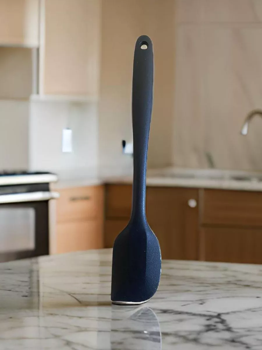 

Лопатка For kitchen кухонная силиконовая цельнолитая черная, Черный, L300
