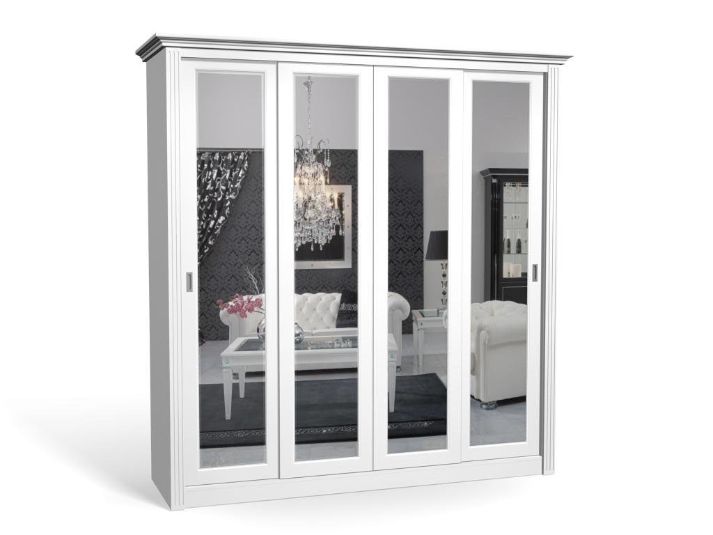 

Шкаф-купе Классика-22 МДФ для одежды с зеркалом четырёхдверный 230x220x70 Мегамебель, Белый, Классика-22