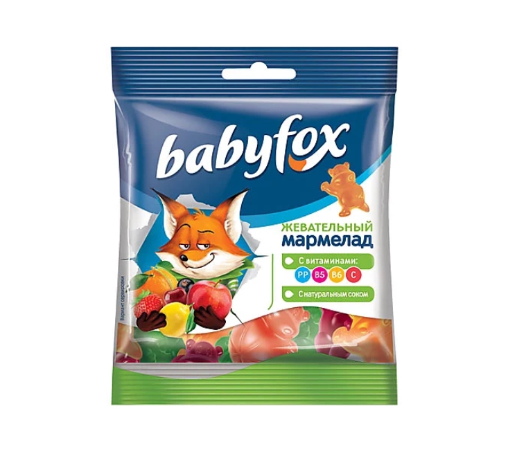 Мармелад жевательный Babyfox Бегемоты, с соком ягод и фруктов, 30 г
