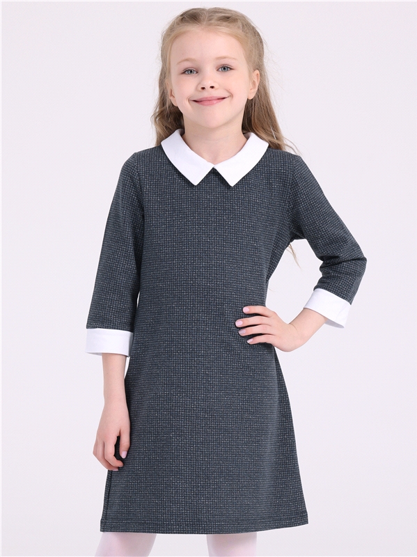 Платье детское Апрель 3501652, гусиная лапка мелкая текстильная синий+белый, 116