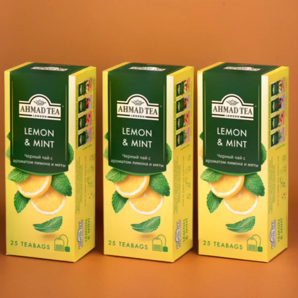 

Чай черный Ahmad Tea Лимон Мята, 25 пакетиков 3 шт