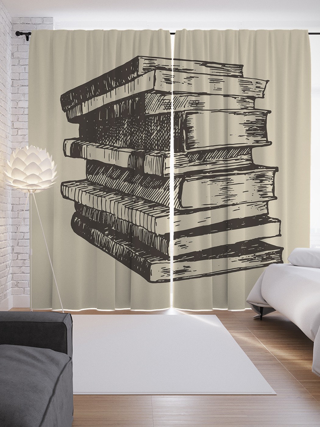 

Шторы JoyArty с фотопечатью "Стопка книг" из сатена, 290х265 см, Стопка книг