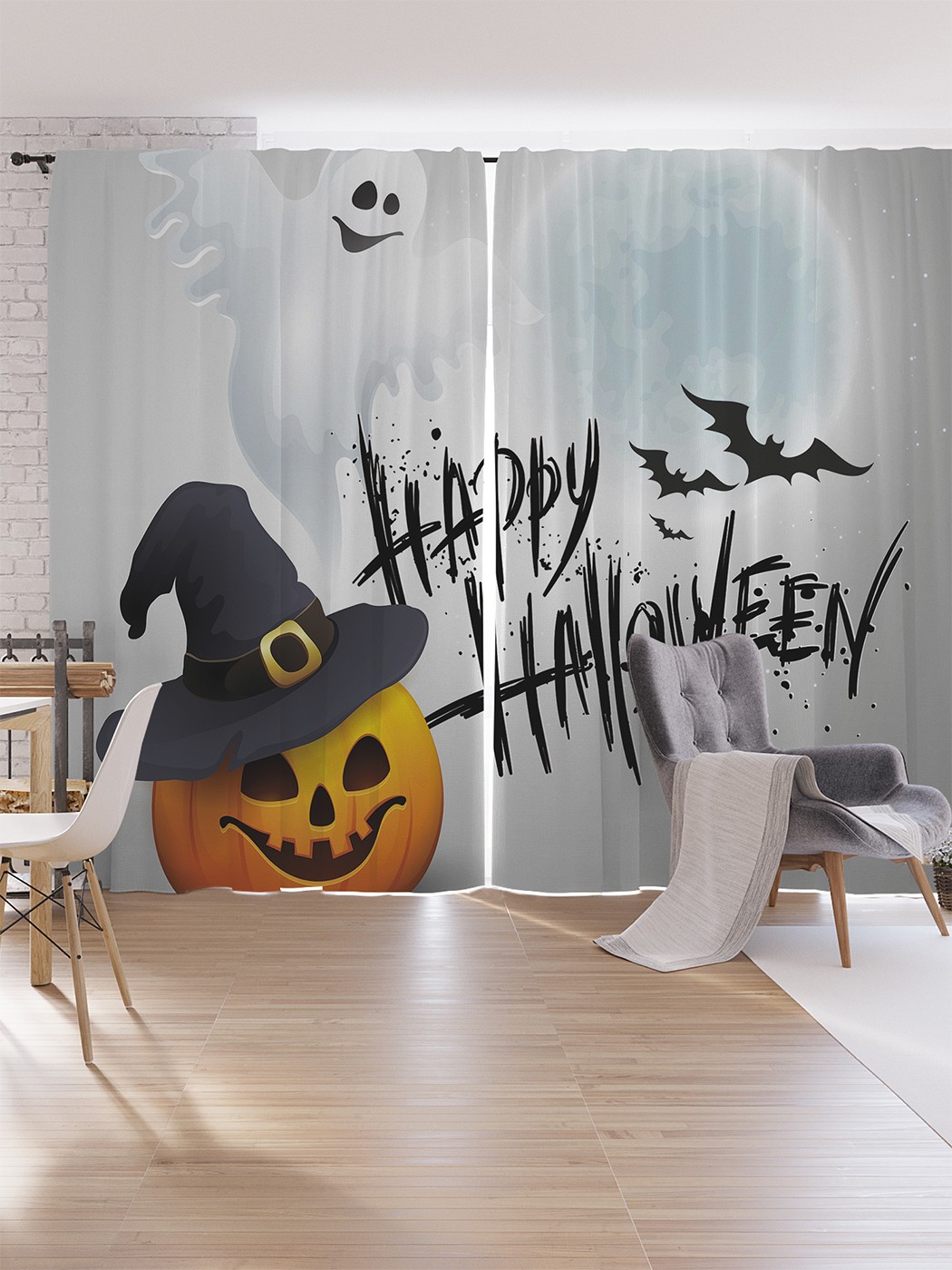 

Шторы под лён JoyArty "Открытка на Хеллоуин", серия Oxford DeLux, 340х265 см, Открытка на Хеллоуин