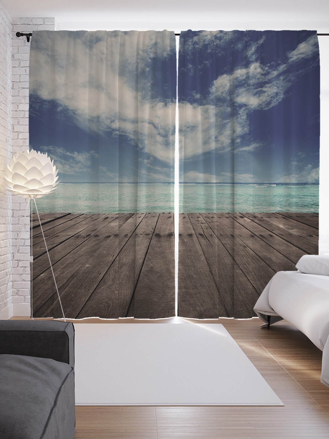 

Шторы JoyArty с фотопечатью "Облака над морем" из сатена, 290х265 см, Облака над морем