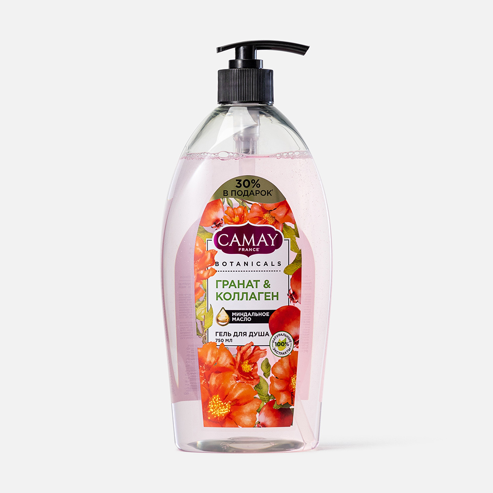 Гель для душа Camay Botanicals Цветы граната с миндальным маслом 750 мл 1257₽