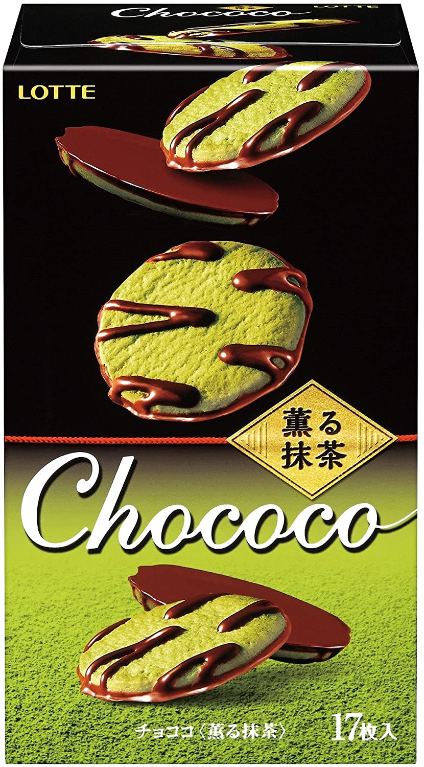 фото Печенье lotte с чаем матча и шоколадной глазурью "chococo", 98.6г japan