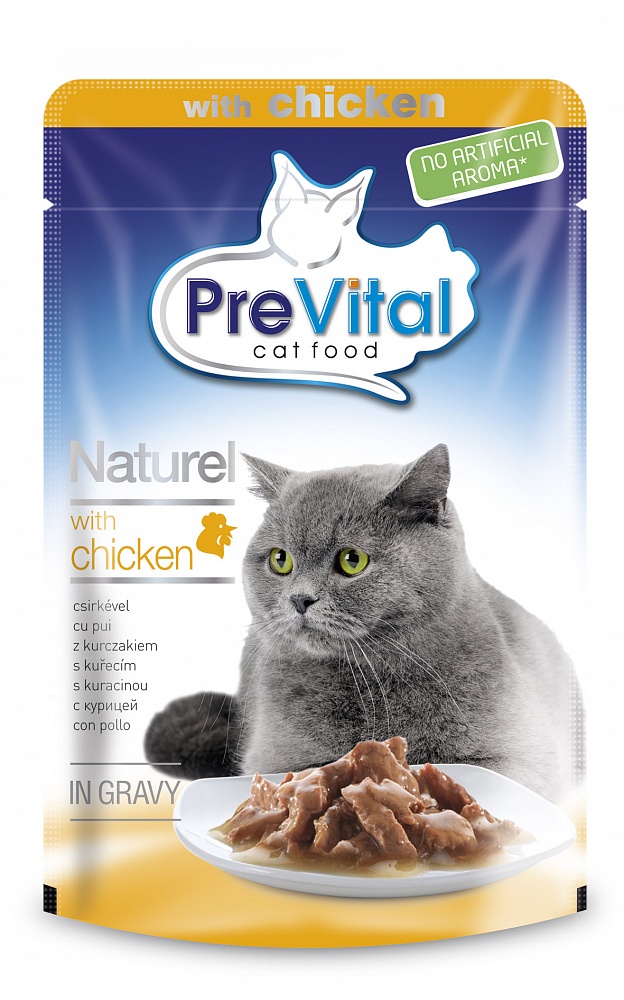 фото Влажный корм для кошек prevital naturel, курица в соусе, 28шт, 85г