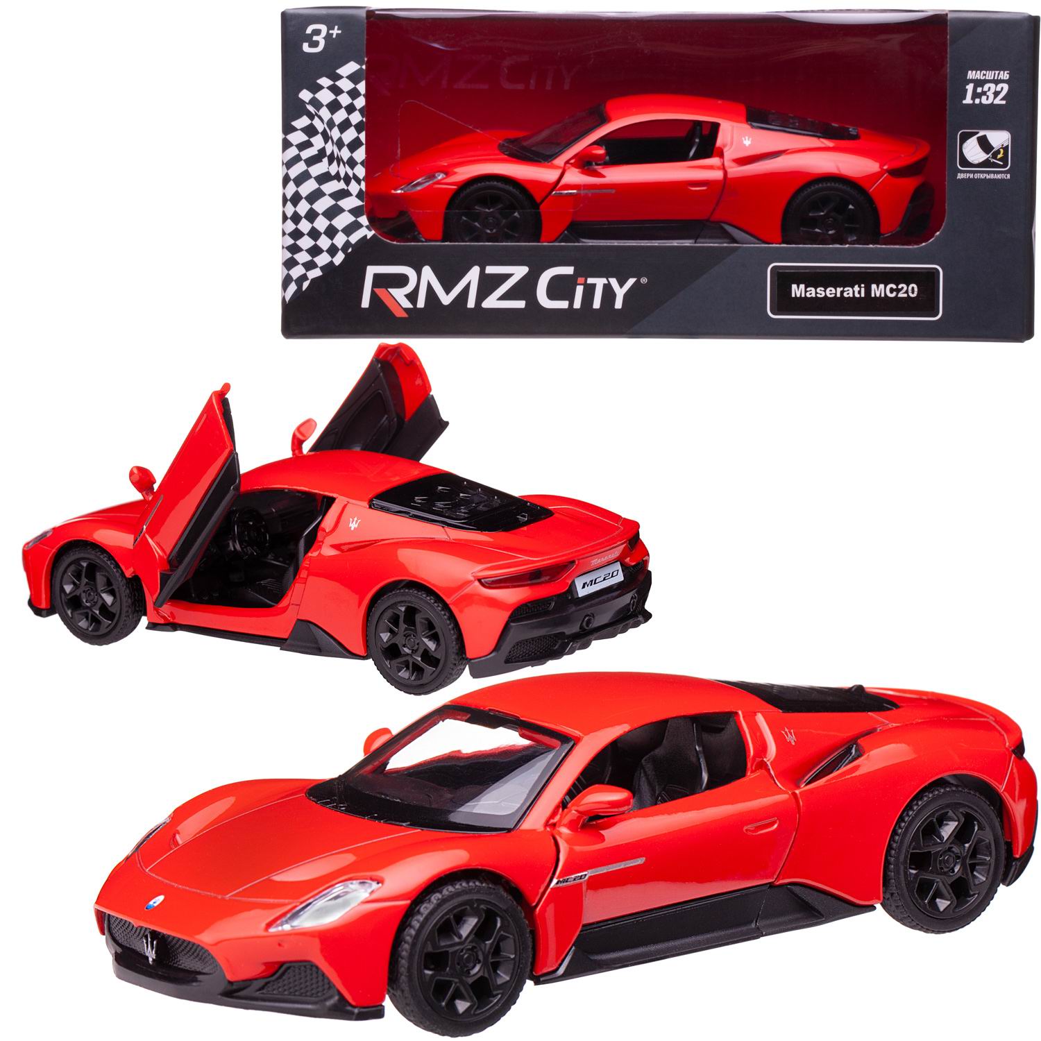 

Машина Uni-Fortune металлическая RMZ City 1:32 Maserati MC 2020, инерционный, Красный, 554982-R