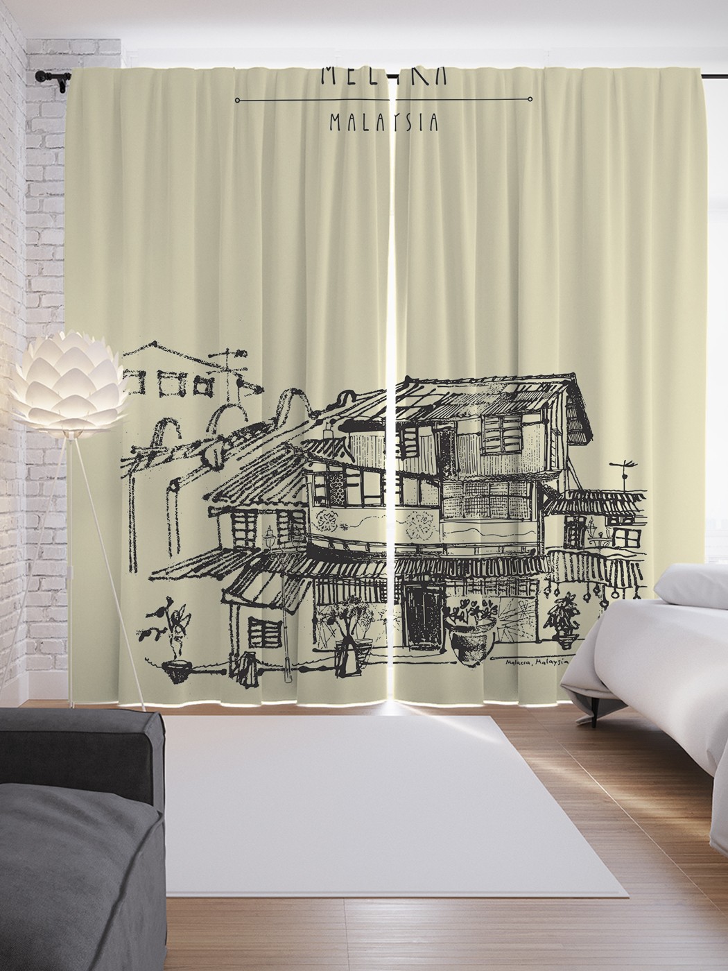 

Шторы JoyArty с фотопечатью "Открытка с видом Мелаки" из сатена, 290х265 см, Открытка с видом Мелаки