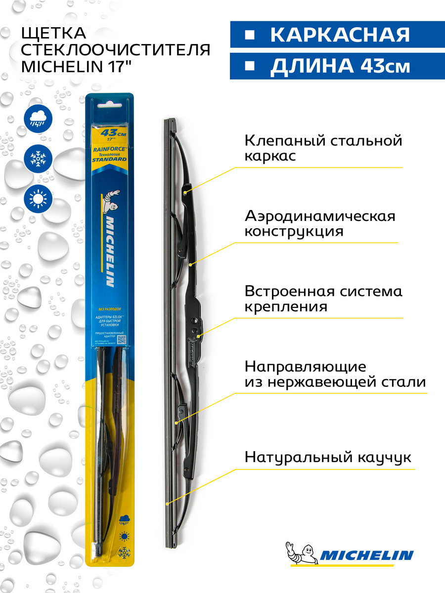 Щетка стеклоочистителя каркасная MICHELIN 17