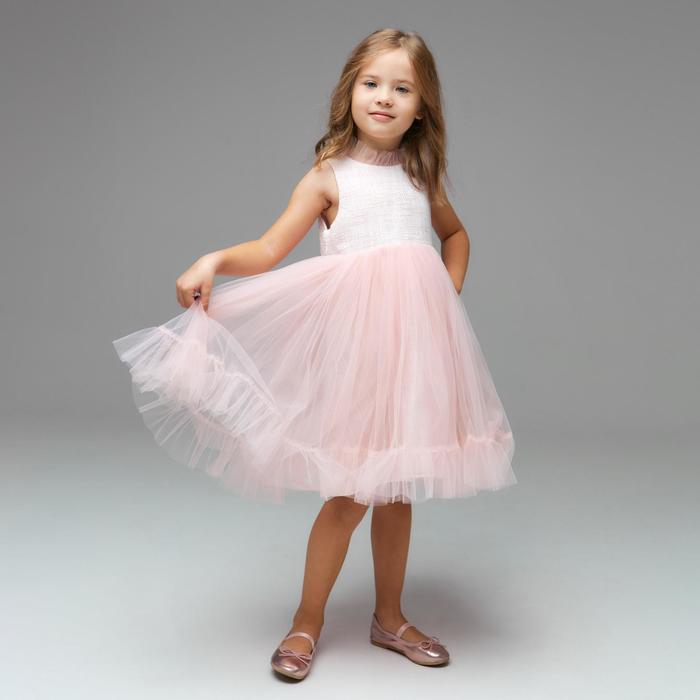 MINAKU Платье нарядное детское, цвет розовый, рост 116 см фатин с блестками 15 см 11 ± 1 г кв м 23 ± 1 м розовый 4