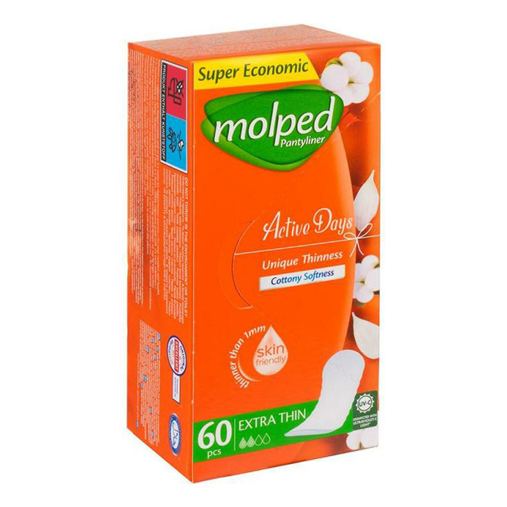 

Прокладки ежедневные Molped Active days 60 шт., Белый