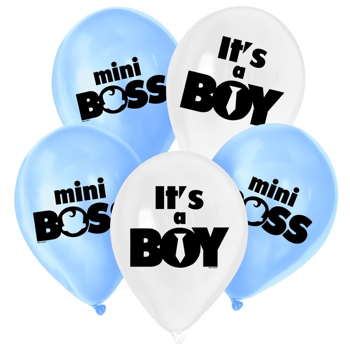 

Шар латексный 12" Mini boss, 25 шт., Белый;голубой, Воздушное оформление. Гендер пати