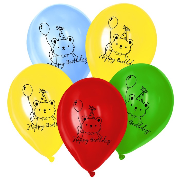 

Шар латексный 12" Happy Birthday, 25 шт., День рождения