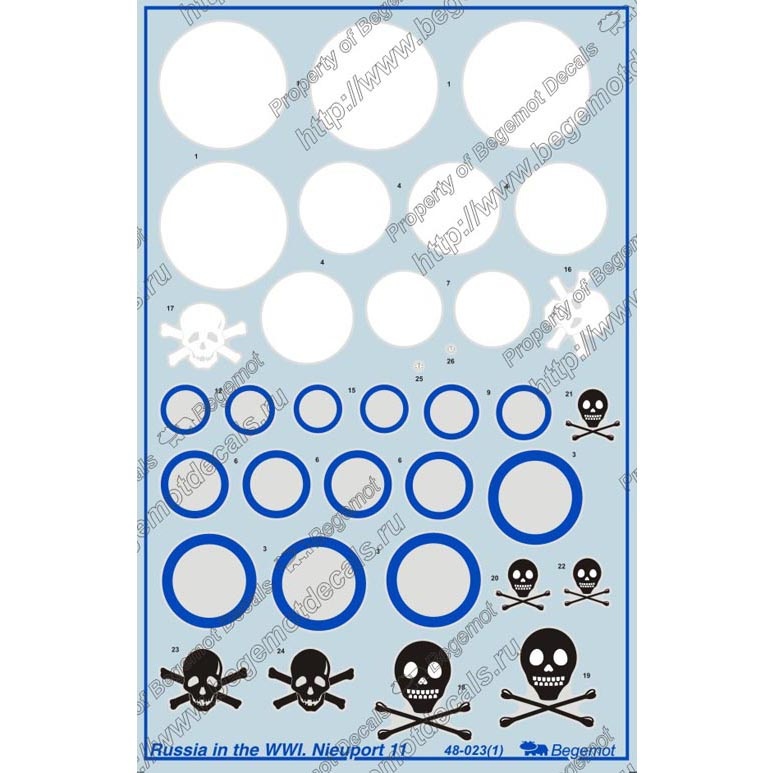 

Декаль Begemot 48023 1/48 Россия в I мировой войне. Ньюпор 11, Цветной