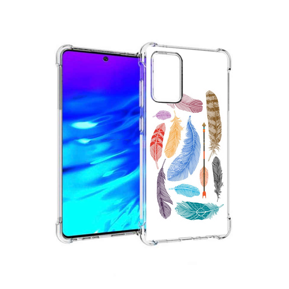 

Чехол MyPads Tocco для Samsung Galaxy A72 разноцветные перья (PT158633.553.572), Прозрачный, Tocco