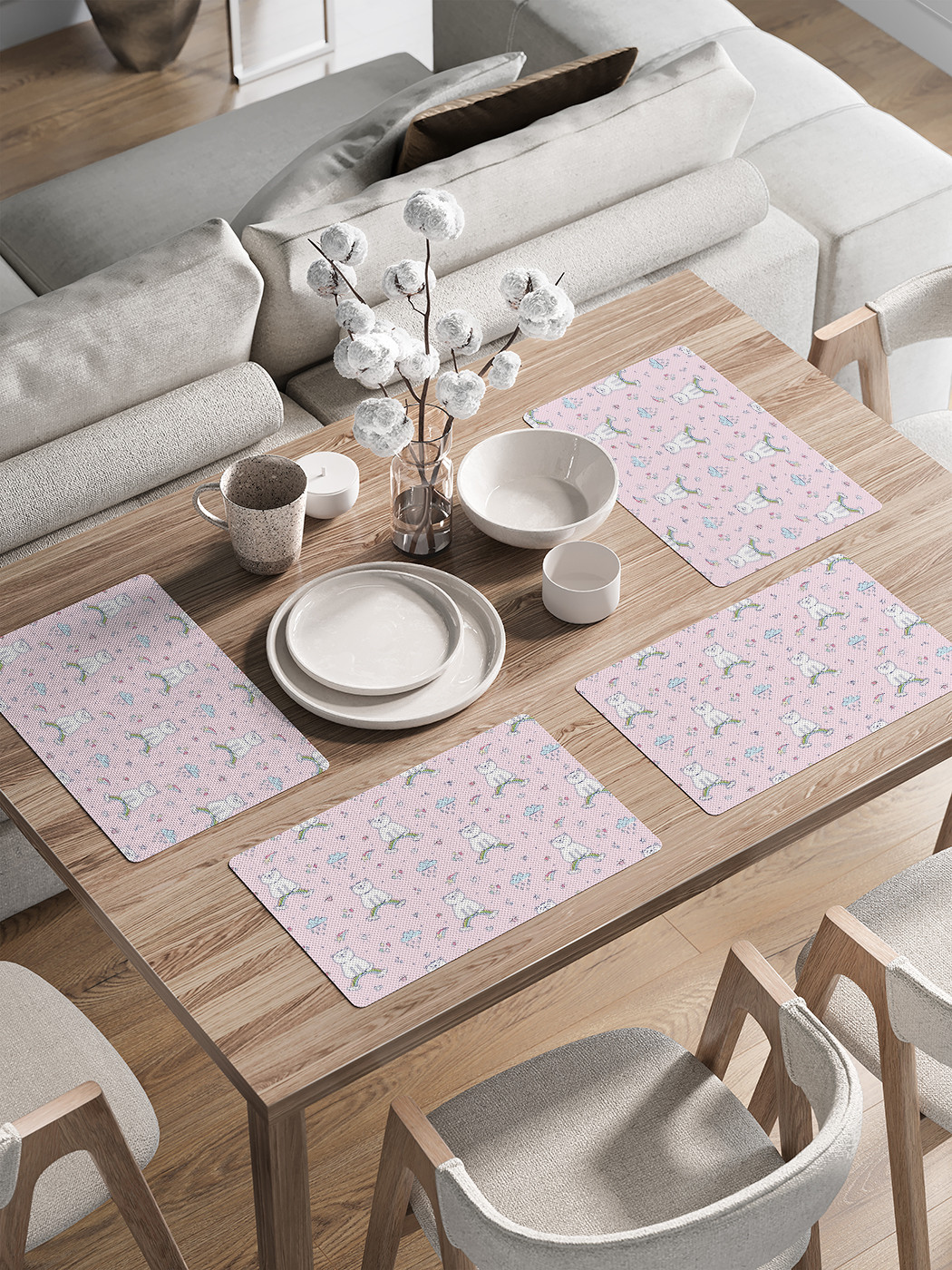 

ser002_427040_30x46 Комплект салфеток с закругленным краем с фотопринтом 46x30 см (4 шт.), Разноцветный