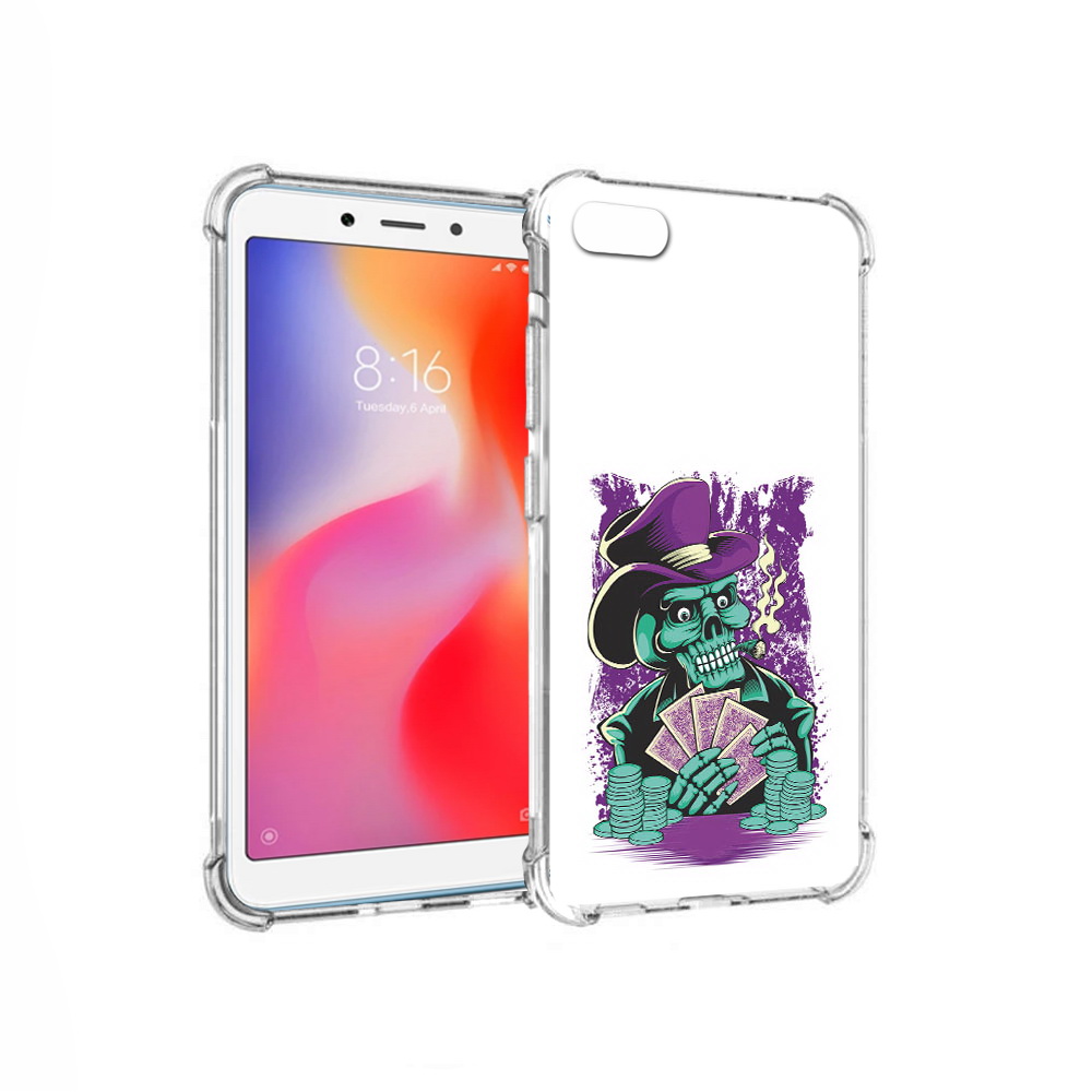 

Чехол MyPads Tocco для Xiaomi Redmi 6A зеленый череп с картами (PT113916.305.361), Прозрачный, Tocco