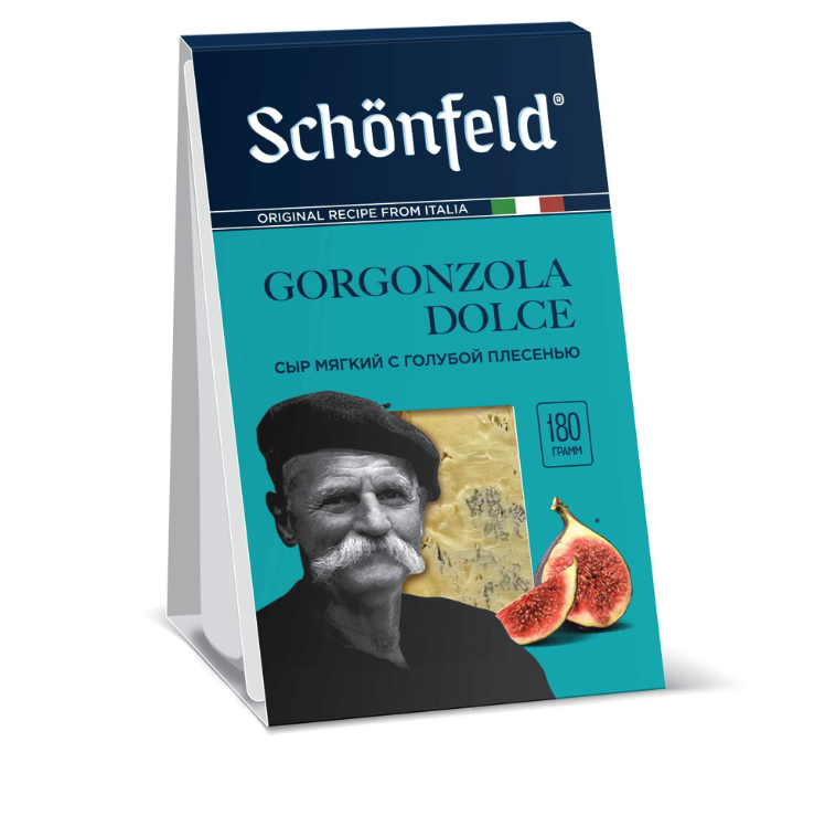 Сыр мягкий Schonfeld Gorgonzola Dolce с голубой плесенью, 55%, 180 г