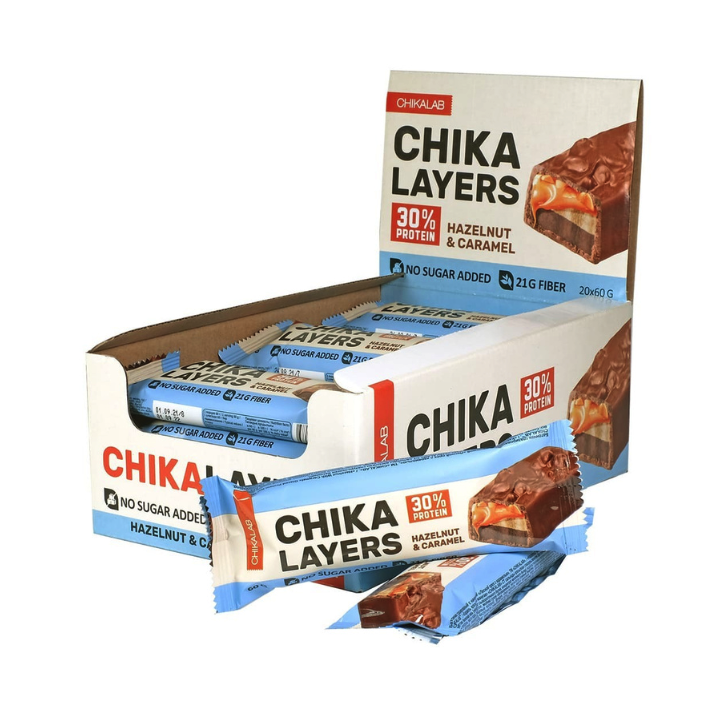 фото Батончик chikalab chika layers протеиновый, глазированный, лесной орех с карамелью, 60 г