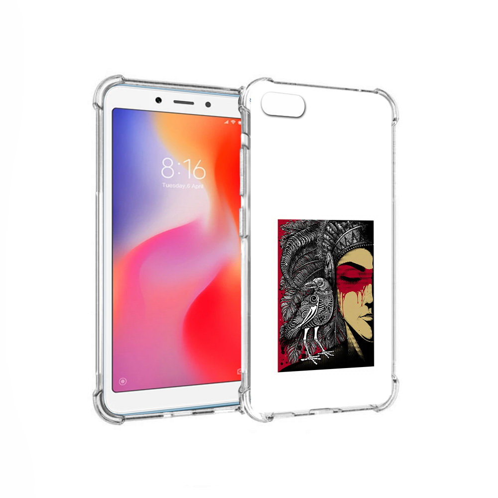 

Чехол MyPads Tocco для Xiaomi Redmi 6A девушка с вороном в абстракции (PT113916.305.311), Прозрачный, Tocco