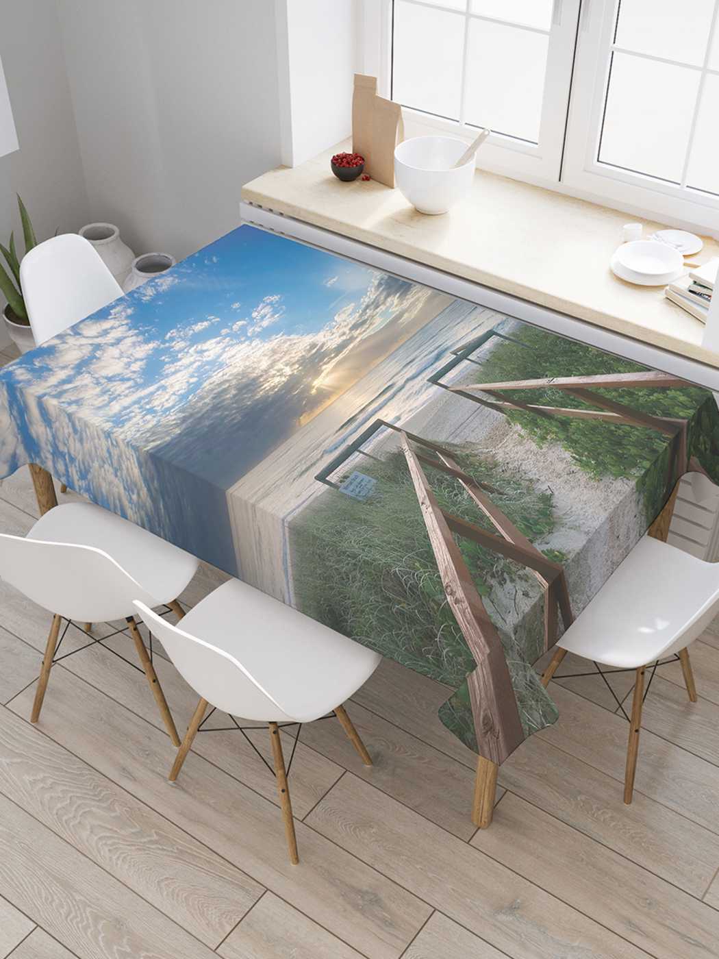 

Скатерть прямоугольная JoyArty "Вслед за морем" из сатена, 120x145 см, Вслед за морем