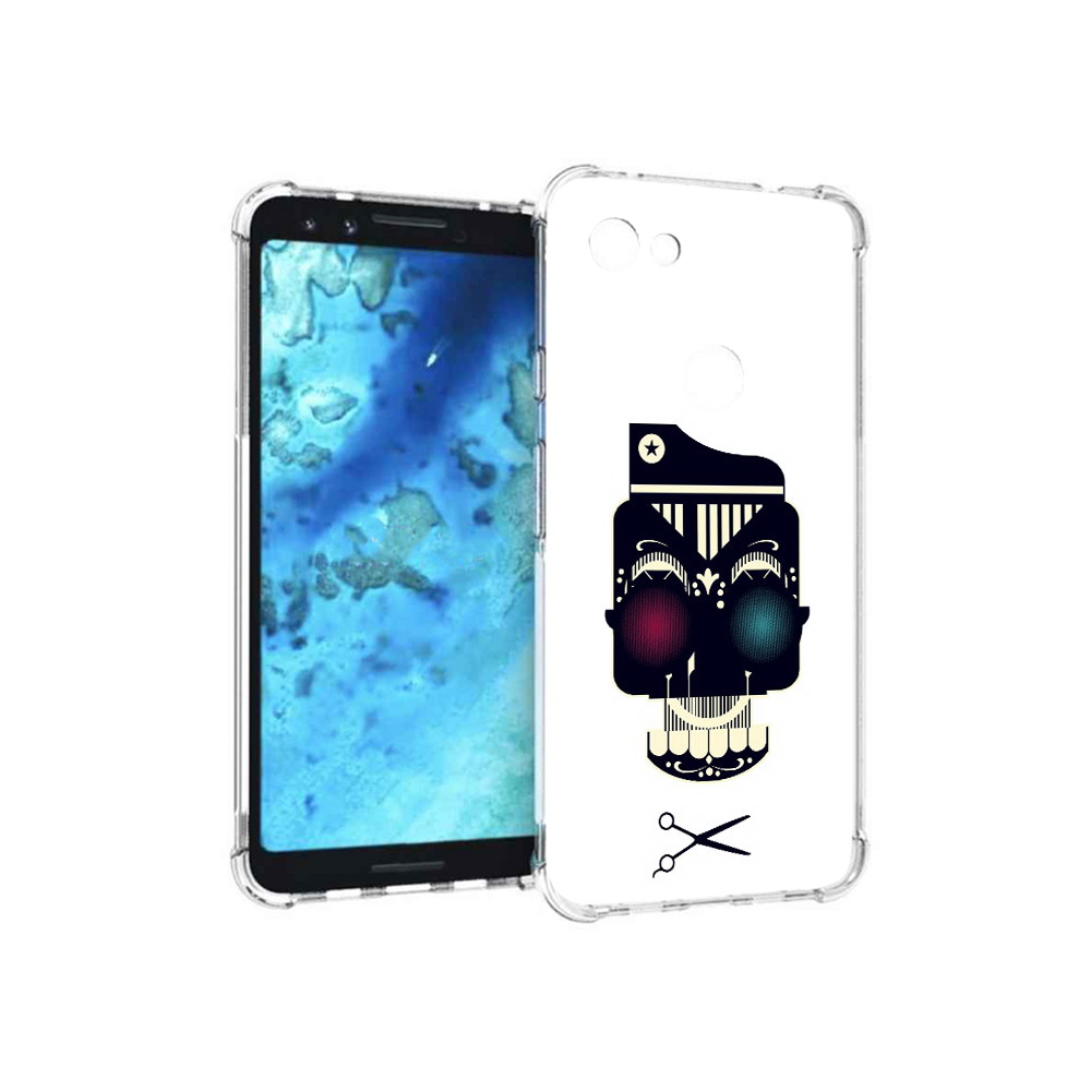 

Чехол MyPads Tocco для Google Pixel 3 черно белый скелет с яркими глазами, Прозрачный, Tocco