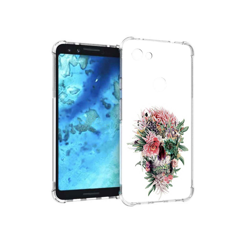 

Чехол MyPads Tocco для Google Pixel 3 череп из цветов, Прозрачный, Tocco