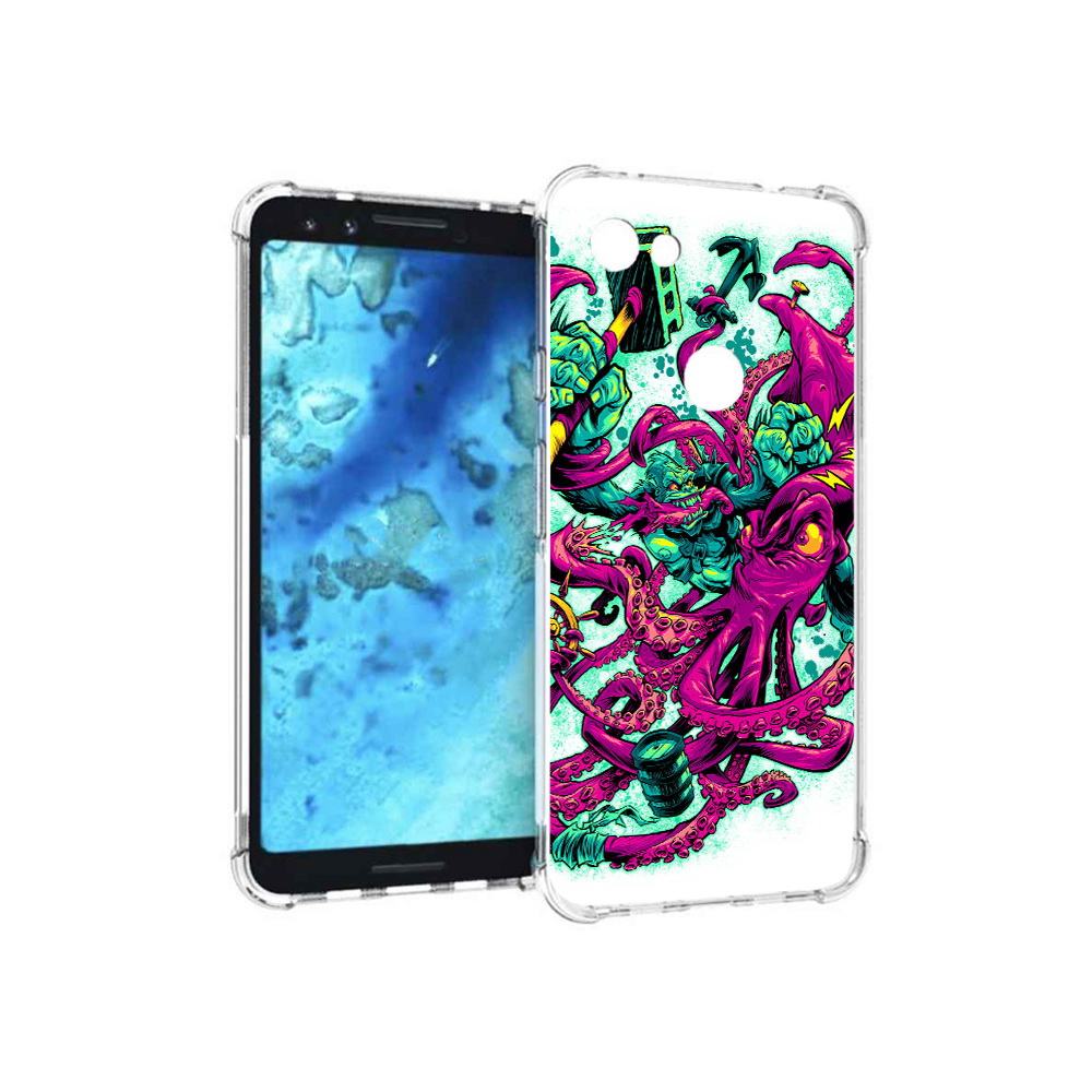 

Чехол MyPads Tocco для Google Pixel 3 фиолетовый кракен, Прозрачный, Tocco