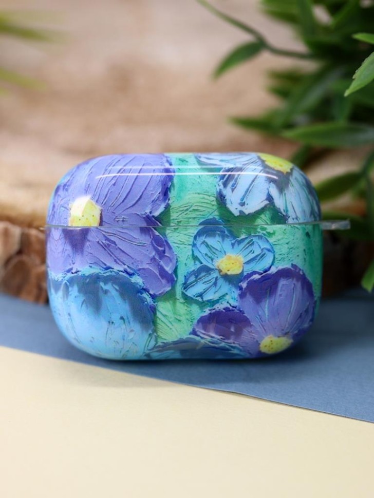 

Чехол iLikeGift для AirPods Pro Flower mix blue, Синий, Flower mix