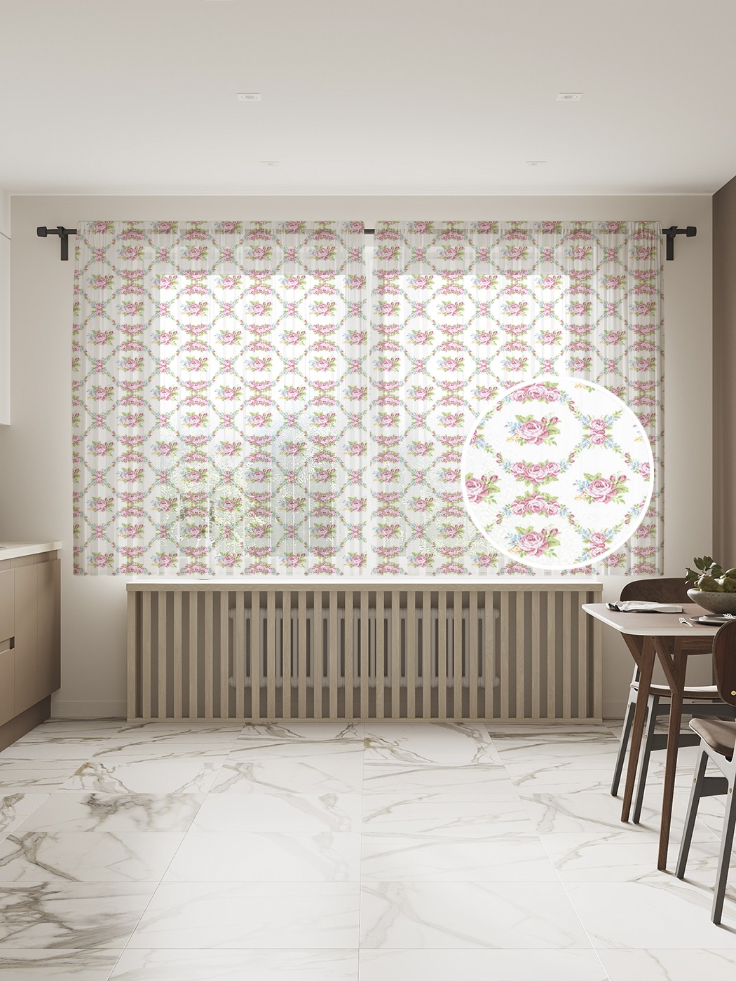 

Фототюль JoyArty "Винтажная решетка из роз" 145x180см, 2 полотна, лента, 50 крючков, Винтажная решетка из роз