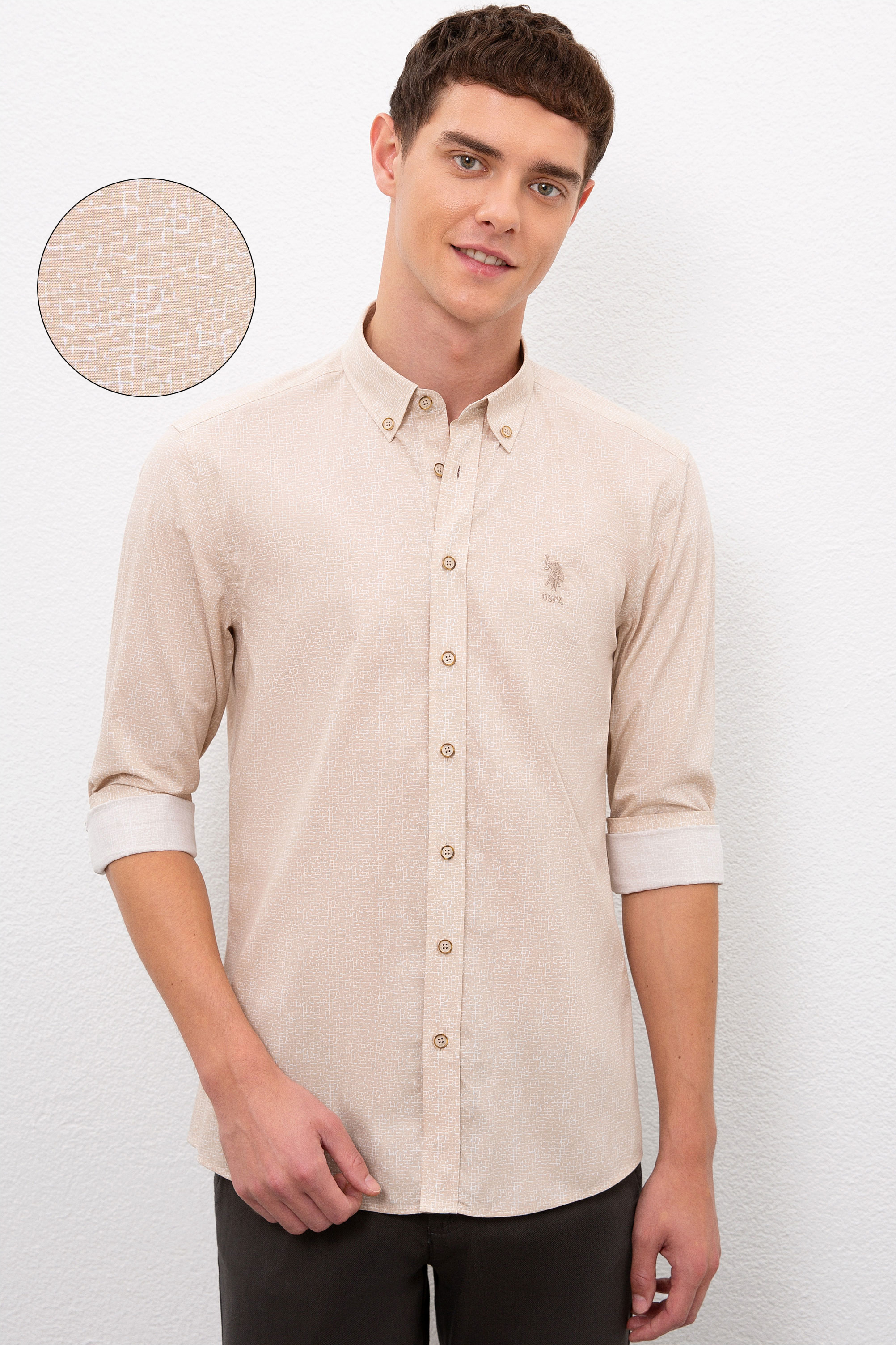 

Рубашка мужская U.S. POLO Assn. G081GL0040MACE бежевая XS, Бежевый, G081GL0040MACE