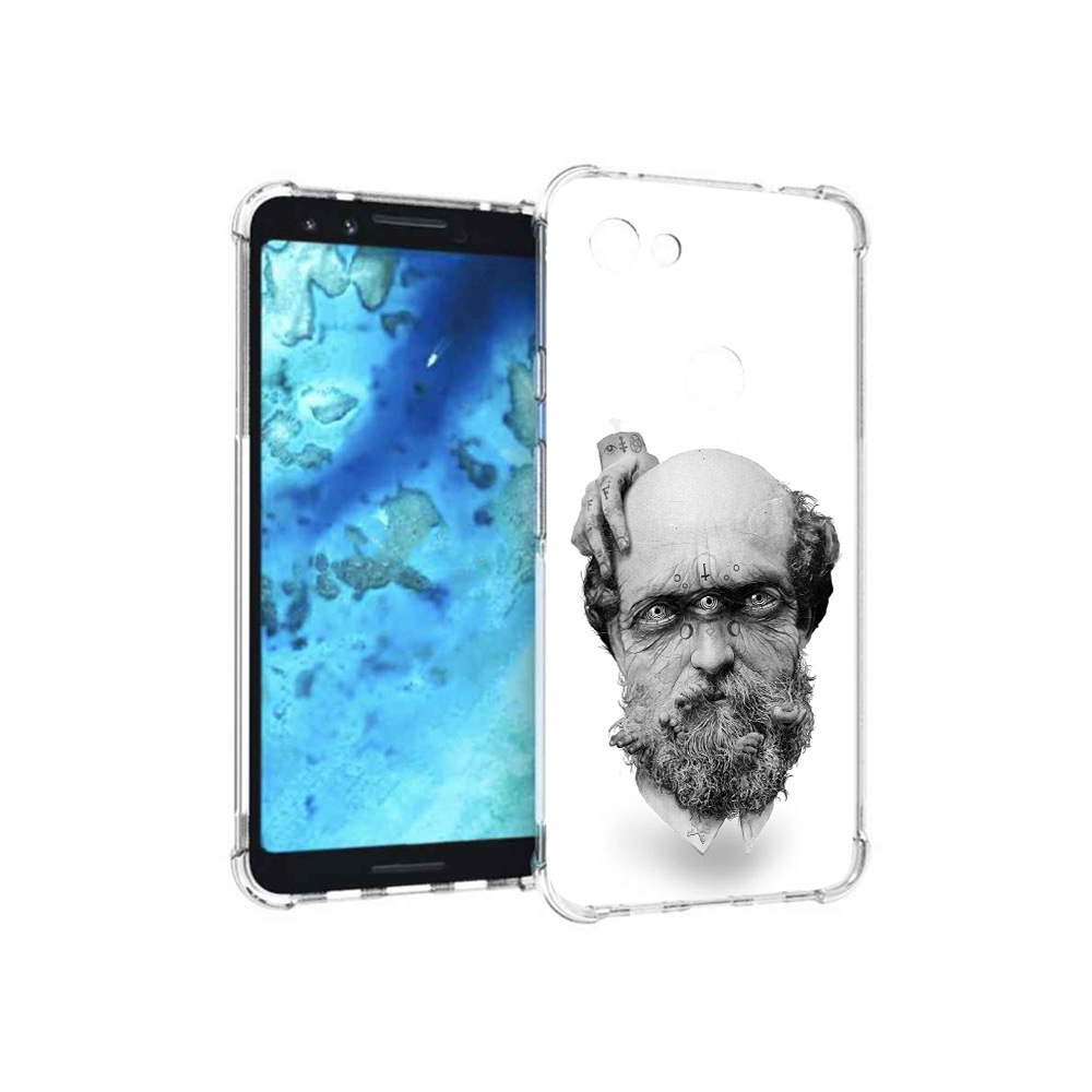 

Чехол MyPads Tocco для Google Pixel 3 страшный бородатый мужчина абстракция, Прозрачный, Tocco