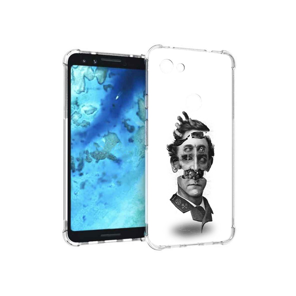 

Чехол MyPads Tocco для Google Pixel 3 страшное лицо абстракция, Прозрачный, Tocco