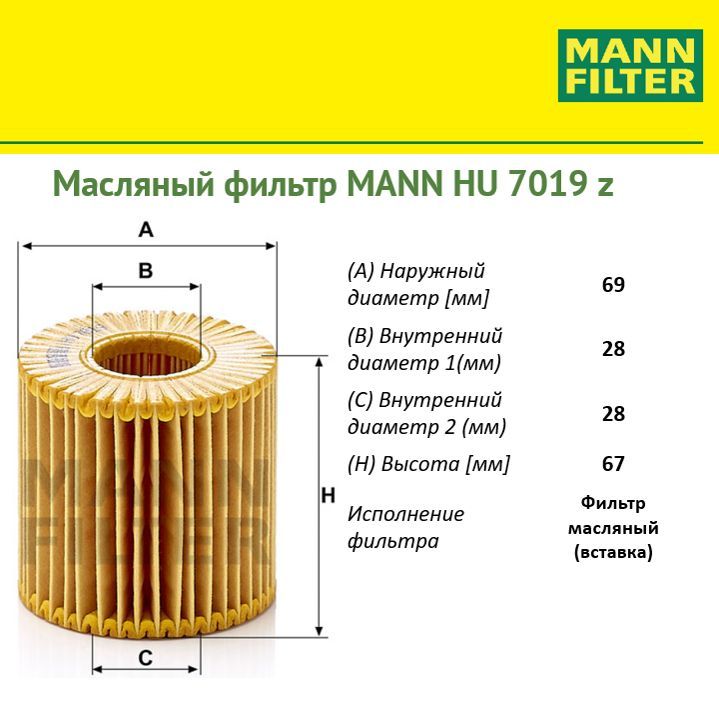 

Фильтр масляный двигателя MANN FILTER MANN-FILTER_HU7019Z, HU7019Z