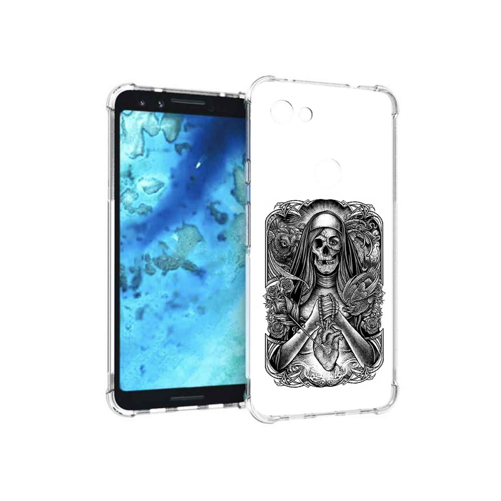 

Чехол MyPads Tocco для Google Pixel 3 скелет с сердцем, Прозрачный, Tocco