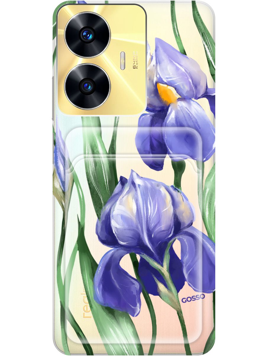 

Силиконовый чехол на Realme C55 с рисунком "Amazing Irises" прозрачный, 20011956