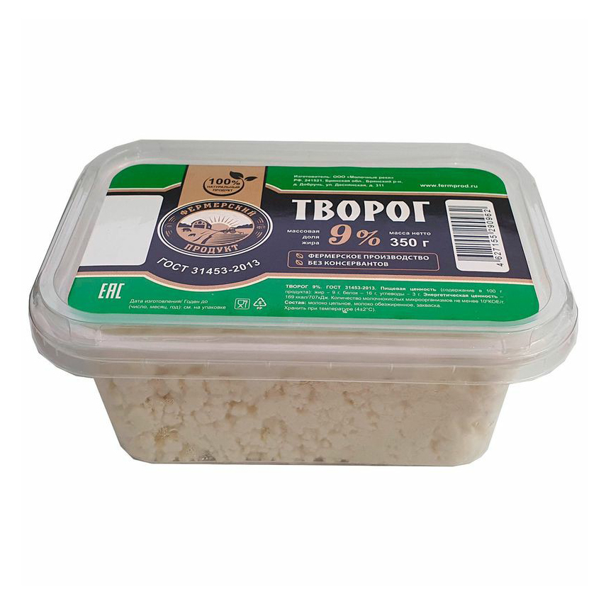 

Творог рассыпчатый Фермерский Продукт 9% 350 г