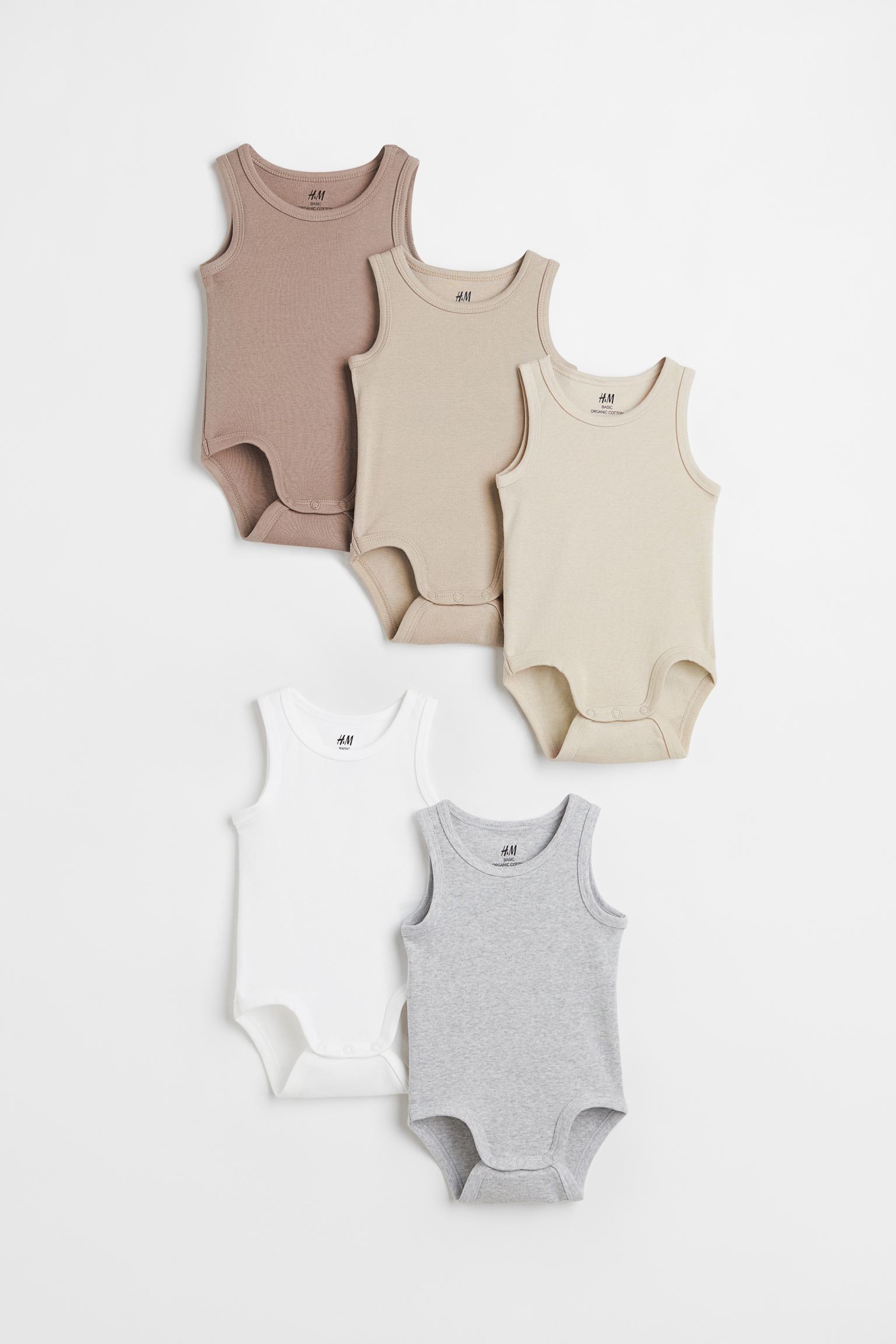 

5 шт. боди из хлопка H&M для мальчиков 98 Светло-бежевый/серый (доставка из-за рубежа), Коричневый;белый, 1088019