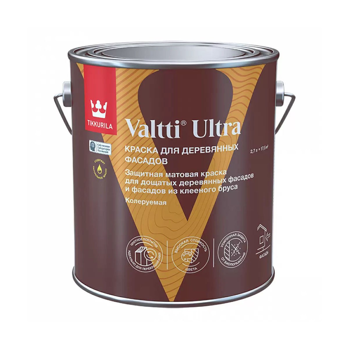 фото Краска для деревянных фасадов tikkurila valtti ultra, матовая, база с, бесцветная, 2,7 л