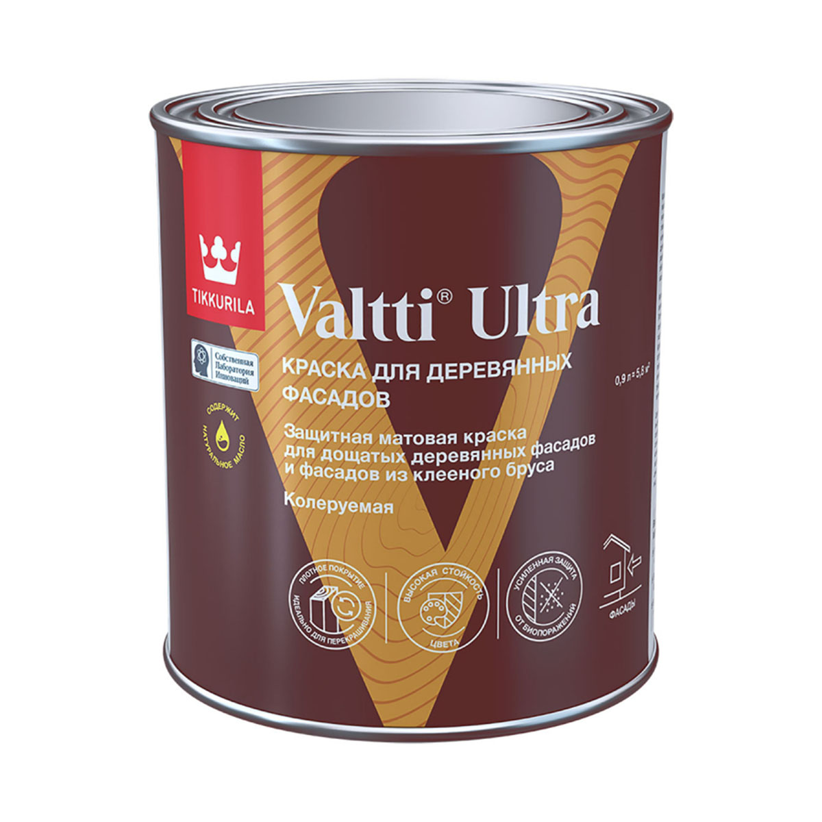 Краска для деревянных фасадов Tikkurila Valtti Ultra, матовая, база С, бесцветная, 0,9 л батарея gp 15aup 2шт ultra plus alkaline aa