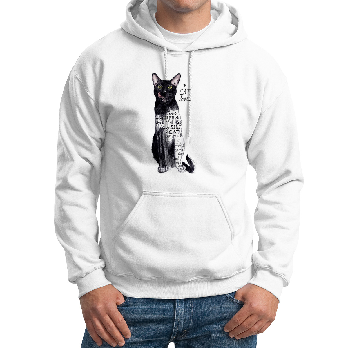

Худи унисекс CoolPodarok Модный принт Cat love белое 54 RU, Белый, 54M01596