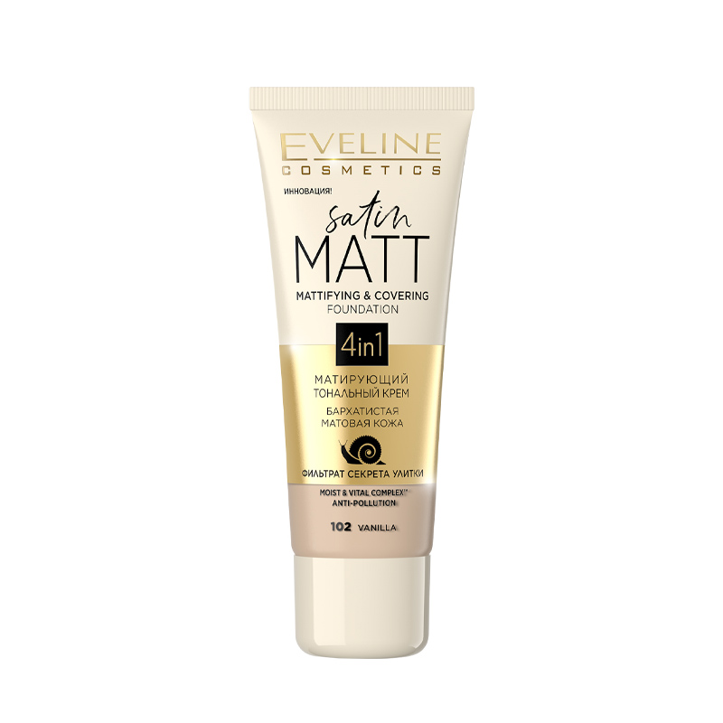 фото Матирующий тональный крем eveline cosmetics satin matt т.102 vanilla