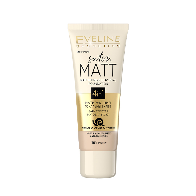 

Матирующий тональный крем Eveline Cosmetics Satin Matt т.101 Ivory