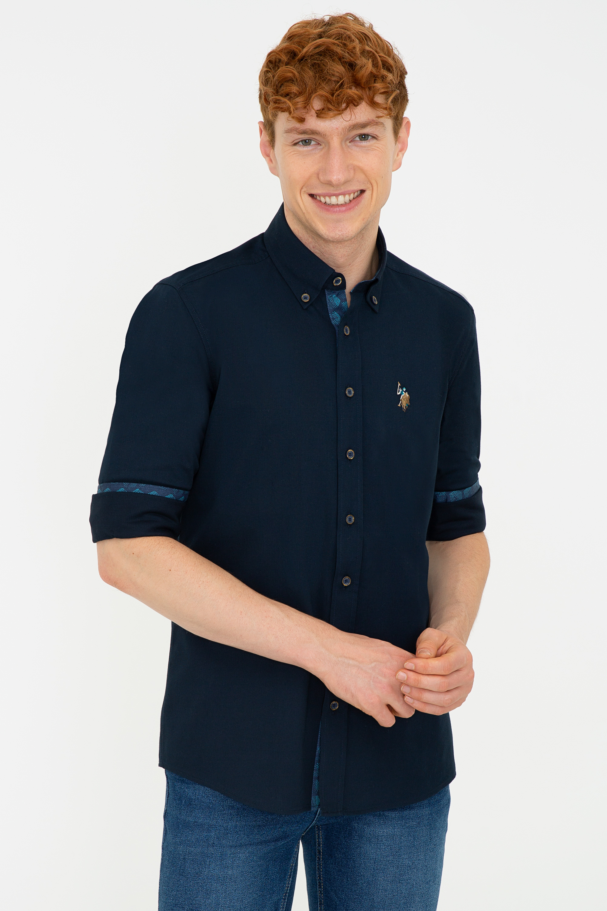 

Рубашка мужская U.S. POLO Assn. G081SZ0040SANSO синяя S, G081SZ0040SANSO