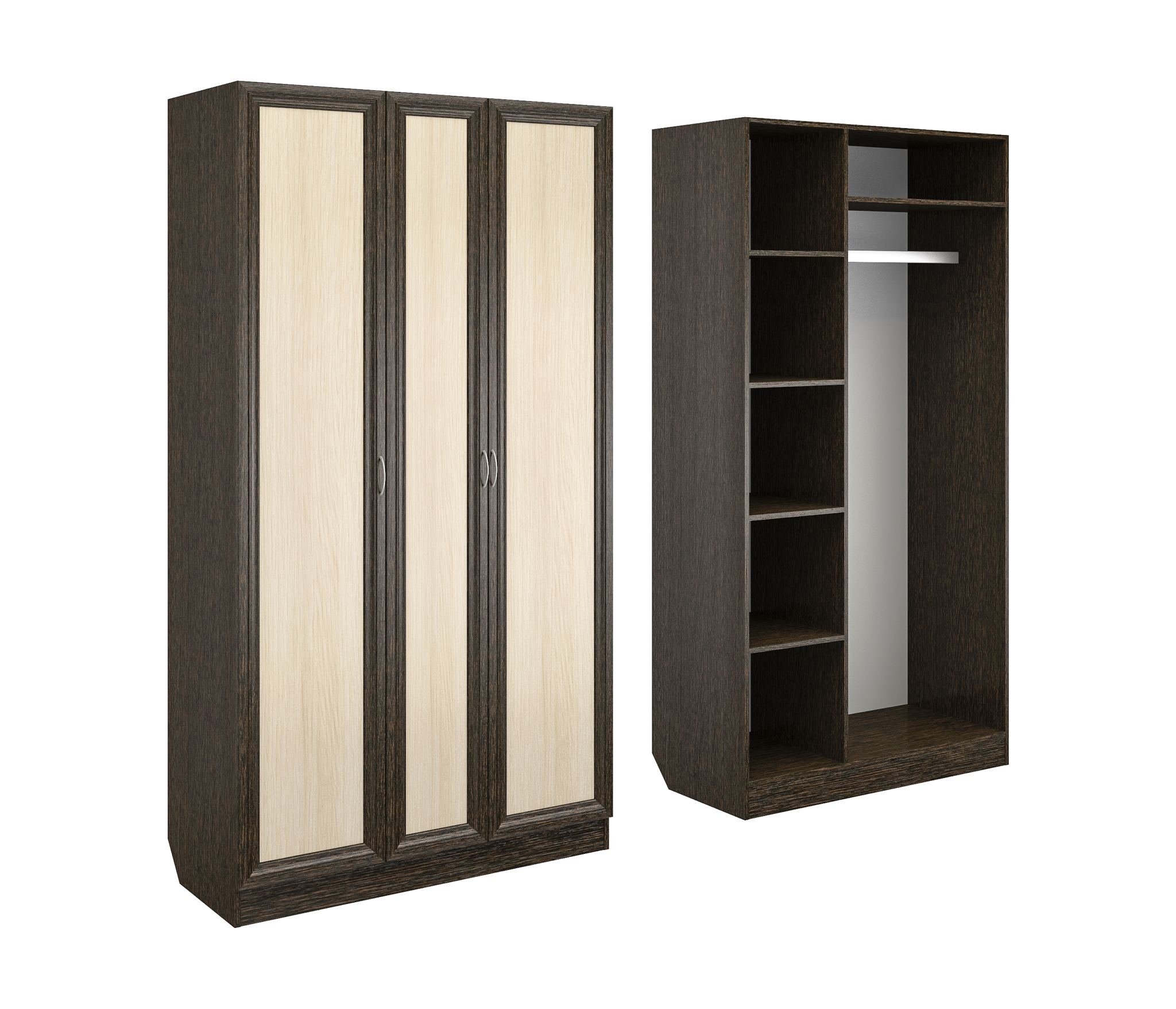 

Шкаф распашной Феникс ШК-3/1 Венге/Дуб молочный, Черный;бежевый;белый